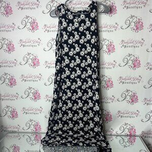 Sleep studio long dress flowers black white Floral Sleeveless Maxi Dress